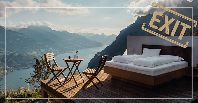Outdoor Hotelzimmer mit Seeblick